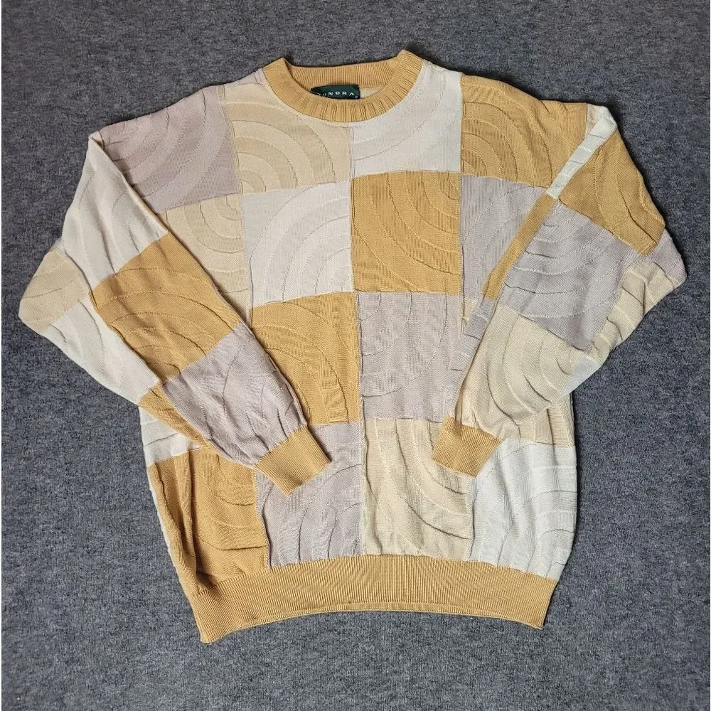 Tundra Canada Sweater Mens Size L 3D Pattern Multicolor Coogi Style Pullover - Picture 1 of 10